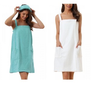 INSPIRE CHIC Women's 2 Pcs Sleeveless Towel Wrap Robe with Strap for Shower - 1 of 4
