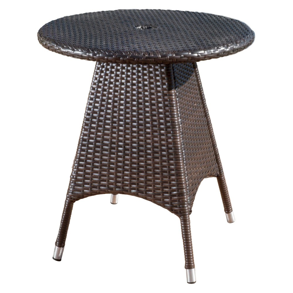 Photos - Garden Furniture Corsica Round Wicker Bistro Table - Multi Brown - Christopher Knight Home