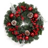 18" Prelit Christmas Wreath with 15 Lights Red Green Plaid Ribbon Pinecones Ball Oranments for Front Door - 2 of 4
