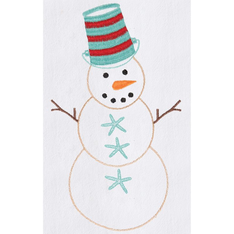C&F Home Coastal Snowman with Blue Starfish Buttons Cotton Flour Sack Kitchen Dish Towel  27L x 18W in., 2 of 3