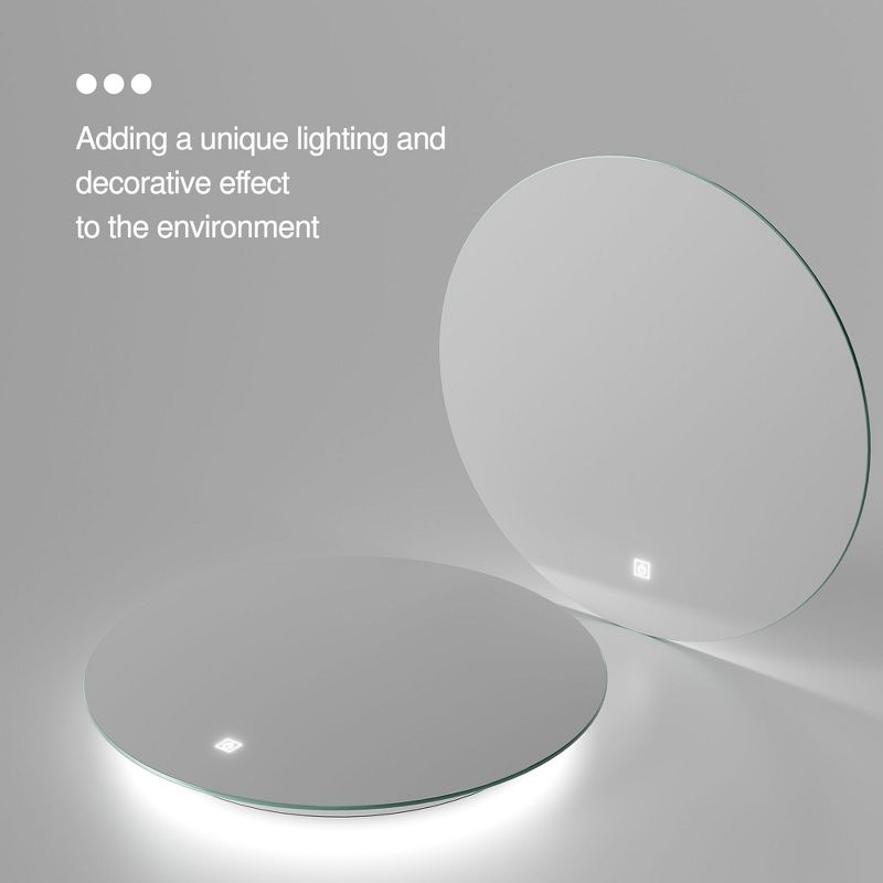 Neutypechic Modern Bathroom Vanity Mirror with LED Lights Anti-Fog Round Wall Mirror Backlit Mirror  - 24"x24", 5 of 9