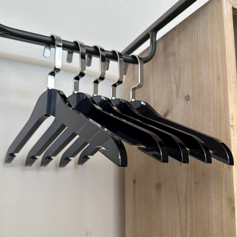 Designstyles Smoke Black Acrylic Clothes Hangers, Luxurious & Heavy-Duty Closet Organizers with Chrome Hooks, Perfect for Suits and Sweaters - 10 Pack, 2 of 9