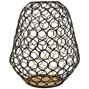 Northlight Large Geometric Cage Iron Pillar Candle Holder - 14.25" - Black and Gold - 1 of 4
