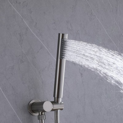 Brushed Nickel Wall Mounted Rain Shower Faucet Set