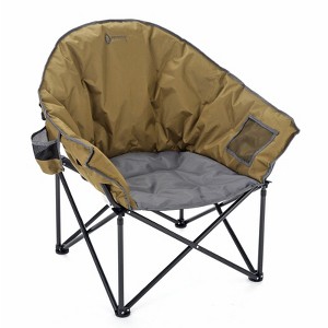 Arrowhead Outdoor Oversized Heavy-Duty Club Folding Camping Chair w/External Pocket, Cup Holder, Portable, Padded, Moon, Round, Bag (Wrangler Brown) - 1 of 4