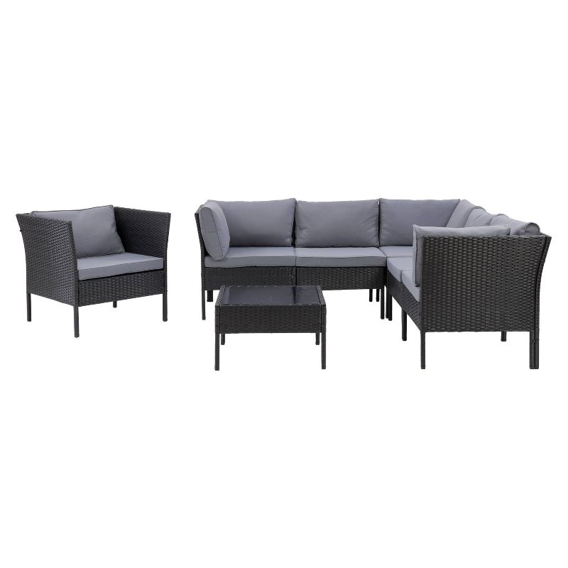 Corliving Parksville 7pc L Shaped Patio Sectional Set with Chair, 3 of 9