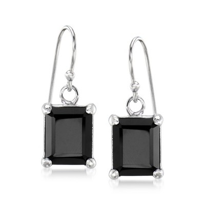 Ross-Simons 10x8mm Emerald-Cut Black Onyx Drop Earrings in Sterling Silver