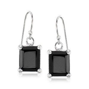 Ross-Simons 10x8mm Emerald-Cut Black Onyx Drop Earrings in Sterling Silver - 1 of 3