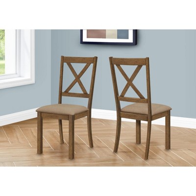 Brown Upholstered Leather Cross Back Side Chair