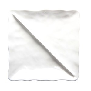 tagltd Formoso White Stoneware Square Divided Dish Dinnerware Serving Plate Dishwasher Safe, 10.0 inch - 1 of 4