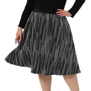 Agnes Orinda Women's Plus Size Metallic Party Disco Sparkle Faux Suede Skirts - 1 of 4