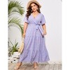 BLUEMING Summer Maxi Dress for Plus Size Women Tie Wasit Surplice Dress Flutter Sleeve A-Line Dress - 4 of 4