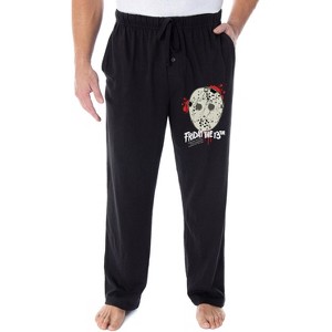 Friday The 13th Men's Jason Voorhees Hockey Mask Loungewear Pajama Pants Black - 1 of 3