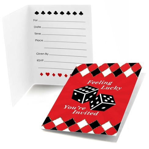 Big Dot of Happiness Las Vegas - Shaped Fill-in Invitations - Casino Party  Invitation Cards with Envelopes - Set of 12 