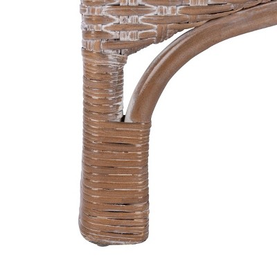 Antonia White Wash Rattan Barrel Accent Chair with Cushion