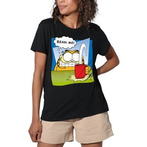 Women's Garfield Bean Me Loose T-Shirt Black - 1 of 4