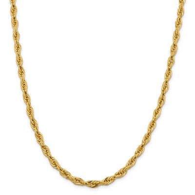 Black Bow Jewelry 5.4mm 10k Yellow Gold Hollow Rope Chain Necklace