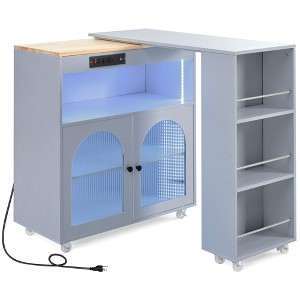 NicBex 1 Shelf Rolling Kitchen Island Cart with Extended Table and 1 Cabinet,Kitchen Island on Wheels with Shelves,Island Table for Kitchen - 1 of 4