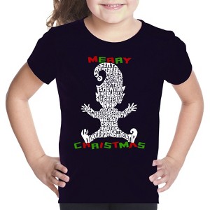 LA Pop Art Christmas Elf - Girl's Word Art T-Shirt - 1 of 4