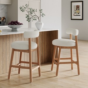 Christopher Knight Home Paddy Modern Rubberwood Upholstered Counter Stools with Curved Backrest (Set of 2) - 1 of 4