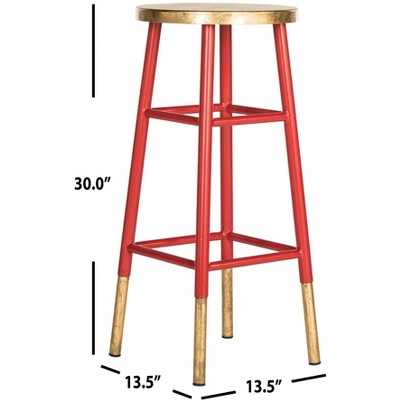 Transitional 30" Red and Gold Metal Bar Stool