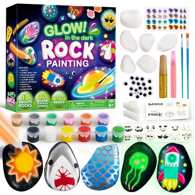 Joyfy Glow in The Dark Rock Painting Kit, Creative DIY Arts and Crafts Set for Kids Ages 6-12, Craft Paint Kits for Kids Birthday Gift Indoor Activity