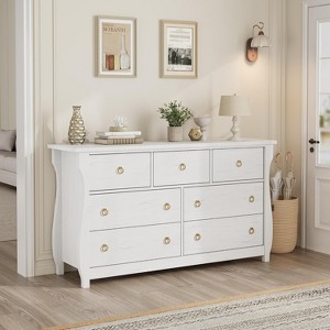 Boho 3/6/7-Drawer Dresser with Curved Legs, Deep Storage Drawers, Freestanding Wood Storage Cabinet for Bedroom, Living Room, Entryway, Balcony - 1 of 4