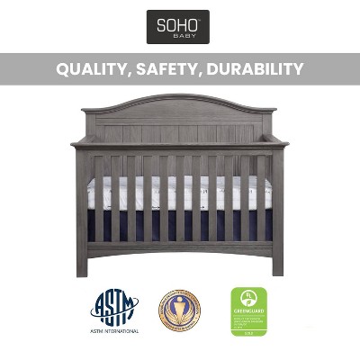 Graphite Gray Solid Wood 4-in-1 Convertible Crib