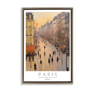 Stupell Industries Vintage Orange Paris Streets Floating Frame Canvas Art - 1 of 4