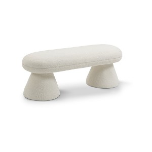 Meridian Furniture,Drum Faux Shearling Teddy Fabric Bench - 1 of 4