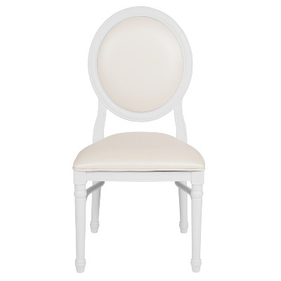 Elegant White Vinyl Upholstered King Louis Side Chair