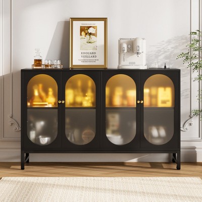 Aheaplus 47'' W Sideboard Buffet Cabinet with Power Outlet and LED Light