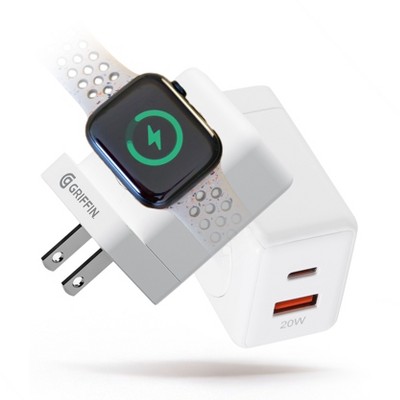 Griffin 20W Dual Port Wireless Smartwatch Wall Charger