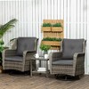 Resenkos 3-Piece Patio Furniture Set, A Swivel Rocker, PE Rattan, Gray - 3 of 4