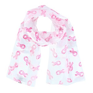 CTM Women's Breast Cancer Ribbon Print Lightweight Scarf - 1 of 4