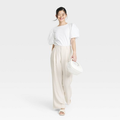 HSMQHJWE A New Day Pants For Women Pants For Women Work Casual Skinny Women  Fashion Bow Loose High Waist Pleated Wide Leg Pants Belted Pants Casual  Yoga Pant 