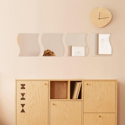 Evideco French Home Goods Set of 4 Small Self-Adhesive Decorative Mirrors – Available in 8 Unique Shapes