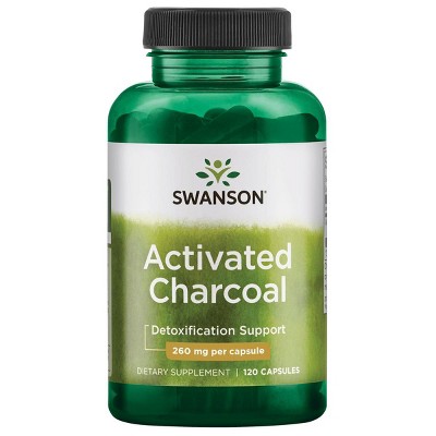 Swanson Activated Charcoal Capsules, Supports Bowel Regularity & Helps Ease Gas & Bloating, 260 mg (120 Capsules).