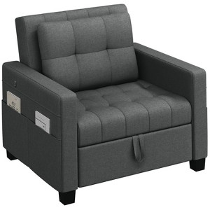 Yaheetech 3-in-1 Convertible Sleeper Chair Sleep Bed, Dark Gray - 1 of 4