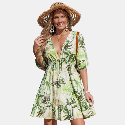 Women's Knot To Worry Tropical Cover-Up Mini Dress - Cupshe
