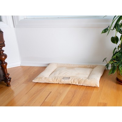 Large Beige Velvet Pet Bed Mat with Poly Fill