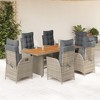 vidaXL 7 Piece Patio Dining Set - Adjustable Reclining Chairs - Cushioned Seats - Acacia Wood Table - Gray - 2 of 4