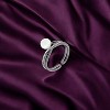 Slickblue Hematite Pearl Ribbon Bypass Ring for Women, Freshwater Pearl with CZ, Edgy Pave Design, Size 5-10 - 2 of 3