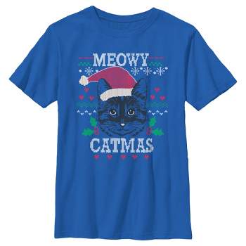 Boy's Lost Gods Meowy Catmas Knit T-Shirt