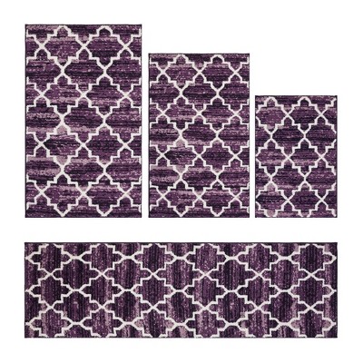 Savio Collection 100% Micro Polyester 4 Piece Bath Rug Set - Better Trends