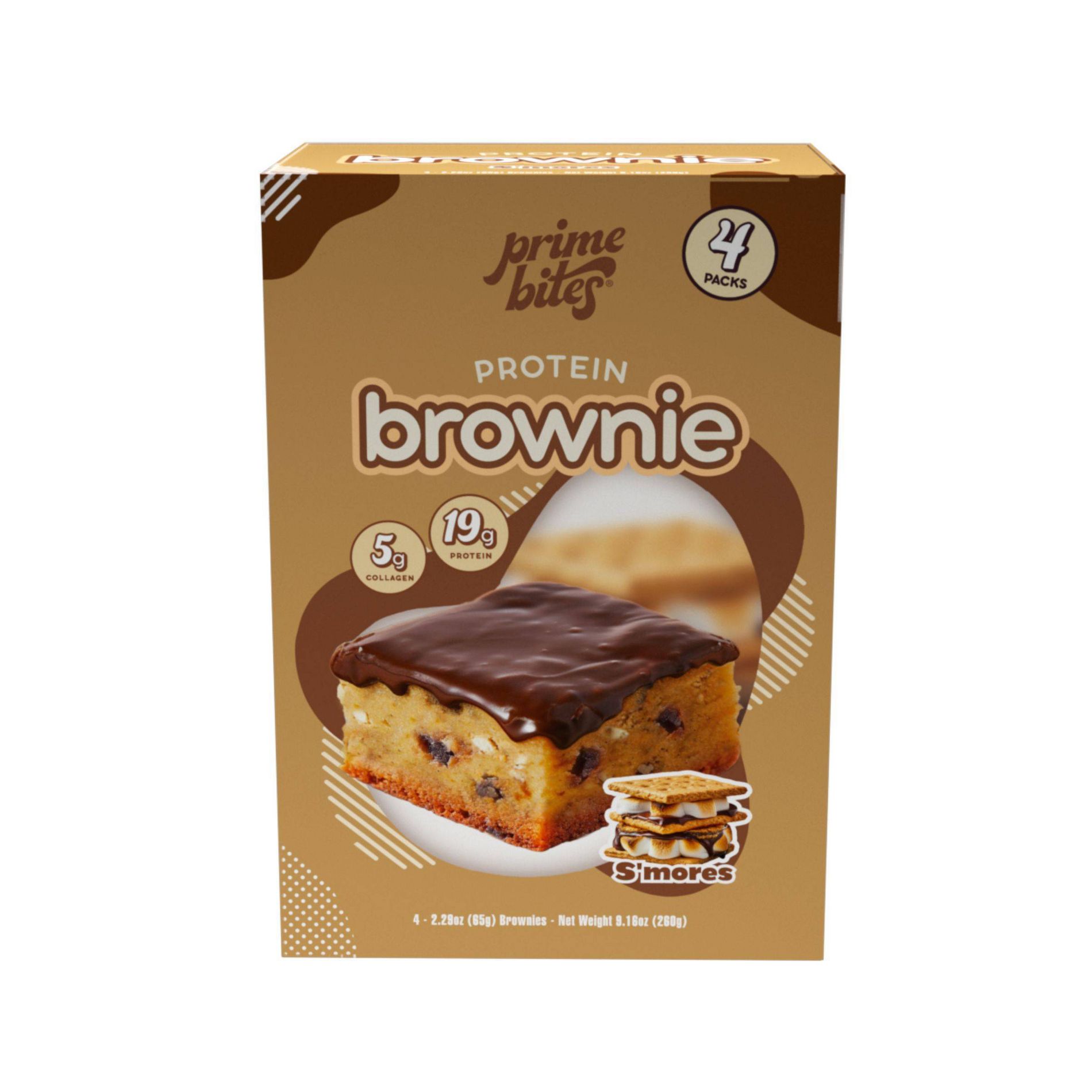 Prime Bites Smores Protein Brownie -19g Protein - 9.16oz/4ct