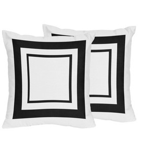 Sweet Jojo Designs Set of 2 Decorative Accent Kids' Throw Pillows 18in. Hotel Black and White - 1 of 4
