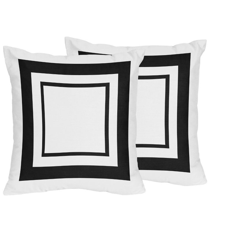 Sweet Jojo Designs Set of 2 Decorative Accent Kids' Throw Pillows 18in. Hotel Black and White, 1 of 6