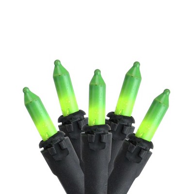 Brite Star 100-Count Neon Green Mini Christmas Light Set, 49.5ft Black Wire