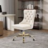 Aortzio Velvet Upholstered Office Chair,Swivel Task Chair With Golden Metal Base - 3 of 4